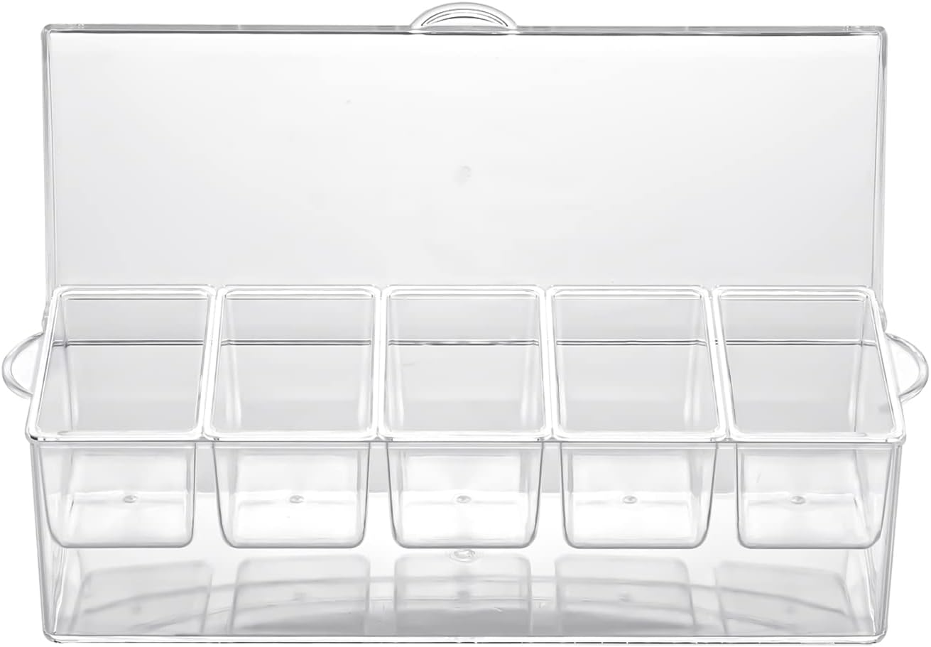 IVYHOME 3-Tier Chilled Serving Tray with Lid, 15" Fruit Ice Serving Platter with 4 Compartments, Shrimp Cocktail Serving Dish, Divided Serving Bowl for Parties