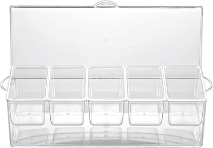 IVYHOME 3-Tier Chilled Serving Tray with Lid, 15" Fruit Ice Serving Platter with 4 Compartments, Shrimp Cocktail Serving Dish, Divided Serving Bowl for Parties