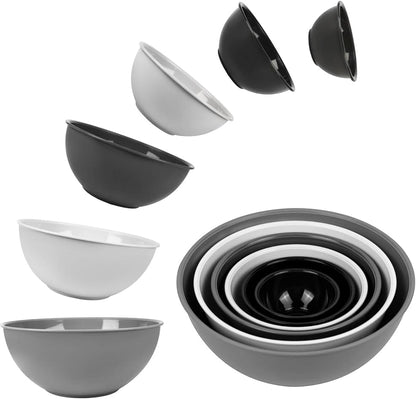BoxedHome BPA Free Plastic Round Mixing Bowl with Lids, 12 Pack Nesting Bowls with Lids Set, Microwave and Dishwasher Safe Prep & Serving Bowls Great for Mixing, Baking, Serving (pinkish green, 12pcs)