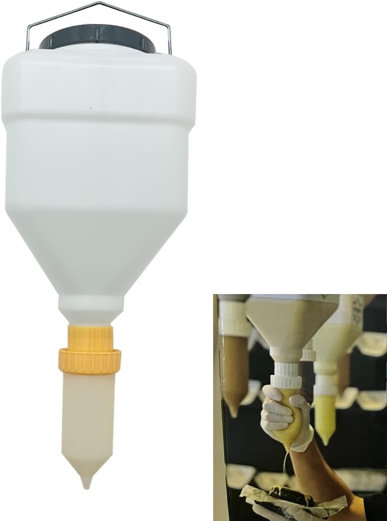 Large Capacity Condiment Dispenser for Restaurant and BBQ - Refillable Sauce Squeeze Bottle and Leak Proof Design for Mustard, Salad, Ketchup and More (round, 5.5 Liters)