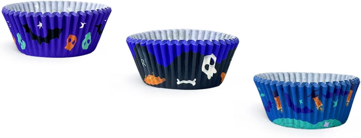 qiqee 300PCS Mini Gradient Cupcake Liners Cupcake Cups 6 Designs Blue Gradient Cupcake Papers Baking Cups Cupcake Wrappers (Small Size)