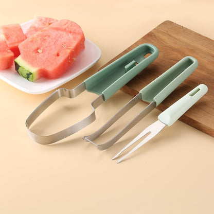 3-in-1 Watermelon Cutter, Slicer and Fork Tool Set, Green