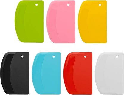 7 Dough Scrapers for Baking, Flexible Bowl Scraper with Dough Cutter Edge