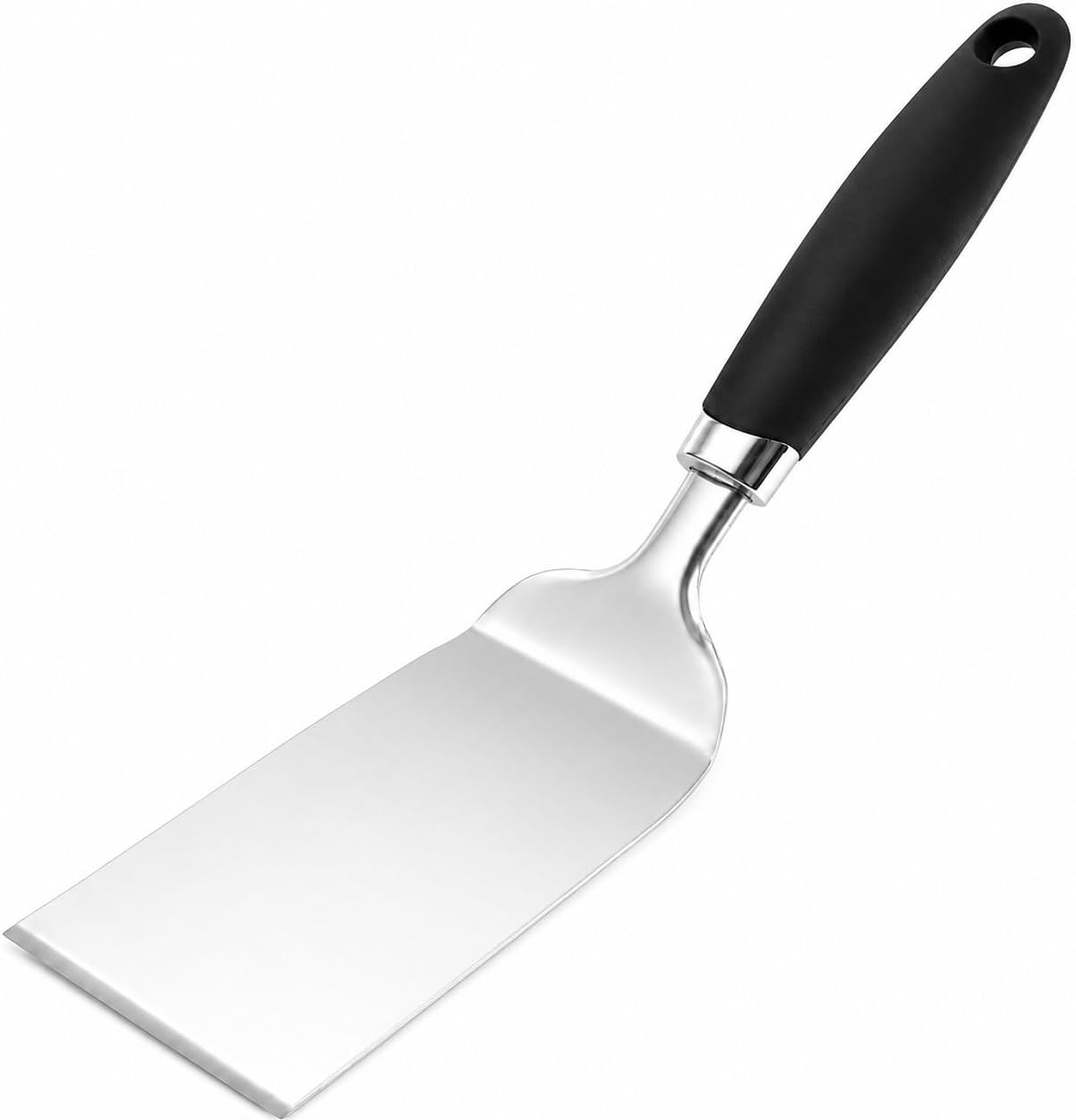 304 Stainless Steel Fish Spatula, Thin Flexible Slotted Turner | Non-Slip Ergonomic Handle, Metal Spatula for Fish, Eggs, Burgers, Cast Iron & Griddle, Black