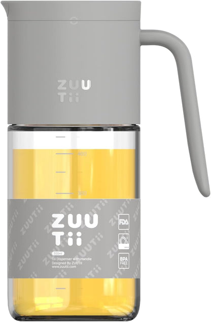 Zuutii Olive Oil Dispenser Bottle 18.6oz – Auto Flip Glass Vinegar Bottle with No-Drip Spout for Kitchen Cooking, Oil and Sauce Dispenser, Light Cream