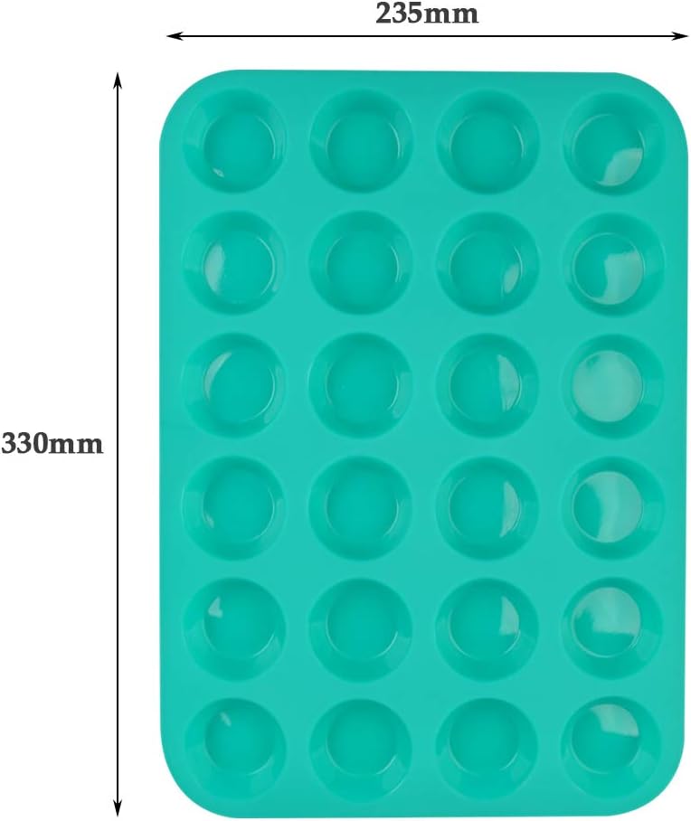 FOCCTS Silicone Muffin Pan, 24 Mini Cupcake Pan for Cream Cheese Fat Bombs, Non Stick, Dishwasher Safe Silicon Bakeware Pans, 2 Pack