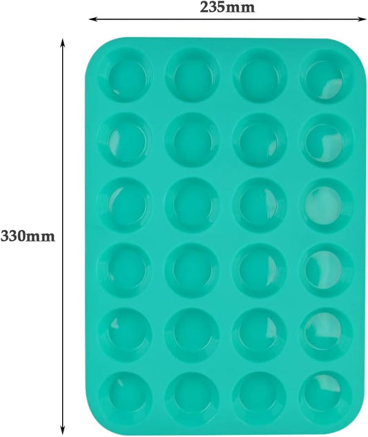FOCCTS Silicone Muffin Pan, 24 Mini Cupcake Pan for Cream Cheese Fat Bombs, Non Stick, Dishwasher Safe Silicon Bakeware Pans, 2 Pack