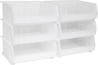 Akro-Mils 30250 AkroBins Plastic Storage Bins, Space-Saving Stackable Bins for Garage, Pantry, Craft Organization, 15" x 16" x 7", Black, 6-Pack