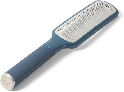 Calphalon Edge Lemon Zester, Stainless Steel Fine Citrus Grater for Lemon, Garlic & Ginger, Handheld Kitchen Zester with Protective Cover & Ergonomic Handle, Taupe