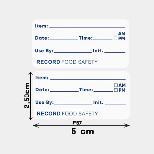 500pcs Food Safety Date Labels - Record Keeping Stickers with Pre-Printed Item, Date, Time Fields, English Letter and Number Pattern, Paper Material - for Kitchen Organization