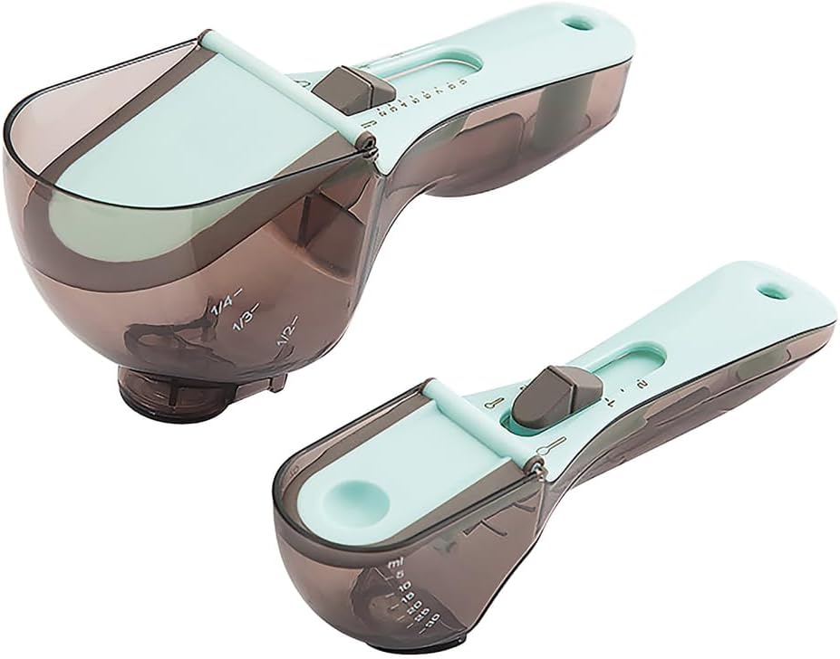 Adjustable Measuring Spoons, Push-Pull Design Baking Measuring Spoon, Kitchen Spoon with Magnetic Base & Hanging Hole, Precise Measurement for Dry Liquid Ingredients