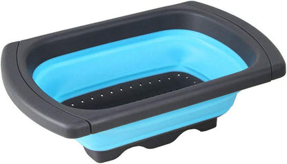New Version 11Pack Silicone Kitchen Strainer Collapsible Colander with Foldable Silicone Measuring Spoon Measuring Cup Kitchen Good Tools (Blue) 9.6 * 1.1