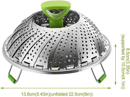 Expandable Steamer Basket, Stainless Steel Folding Steamer Insert