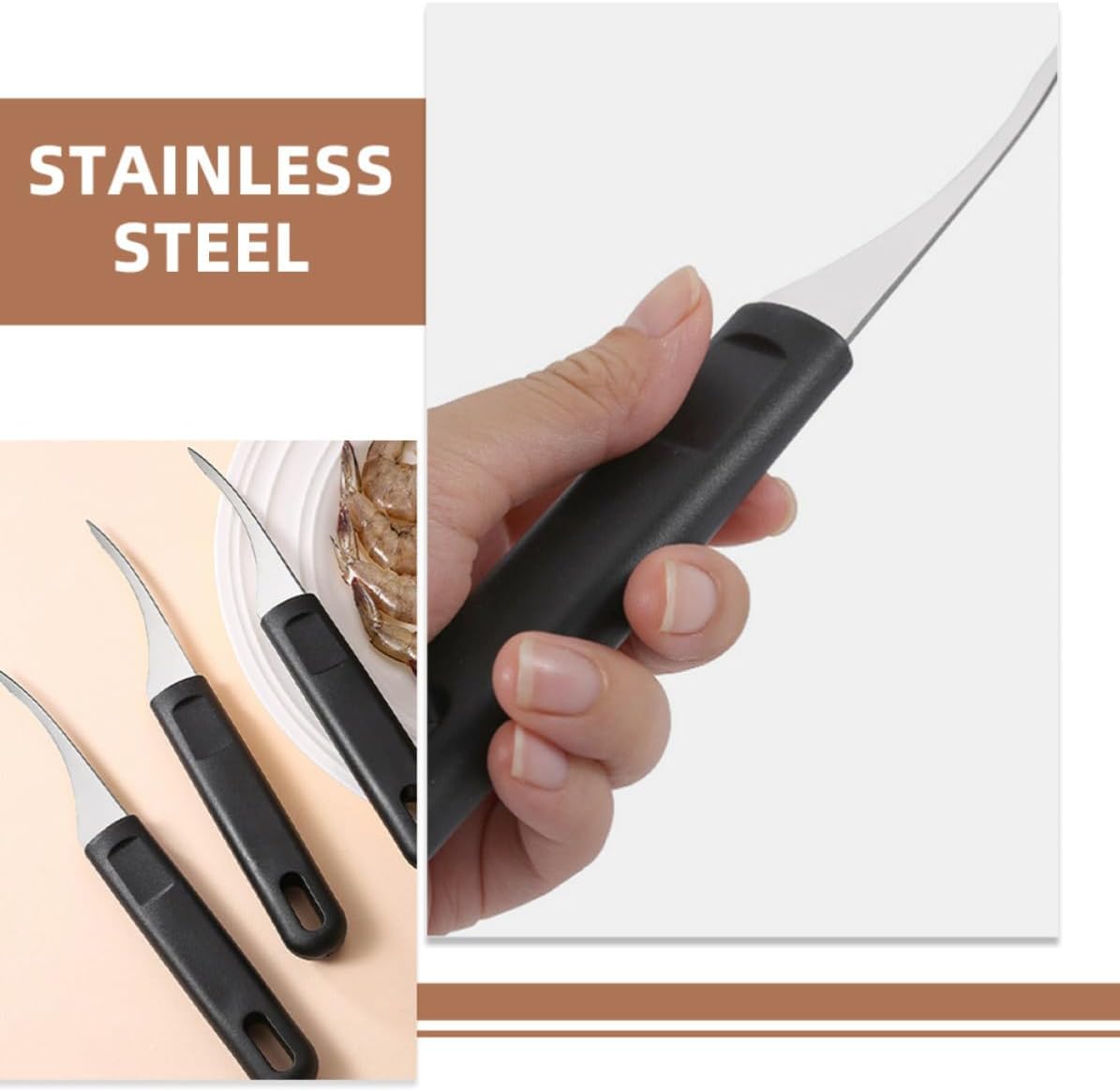 Shrimp Peeler Tool with Ergonomic Handle Stainless Steel 4 Pcs