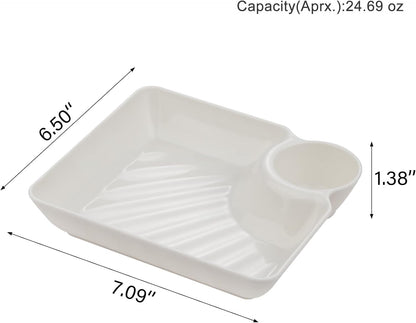 8 pcs Chips and Salsa Serving Dish, Colorful Reusable Chip and Dip Bowl Serving Dishes for Entertaining Plastic Dip Tray Plate with Dipping Sauce Compartment