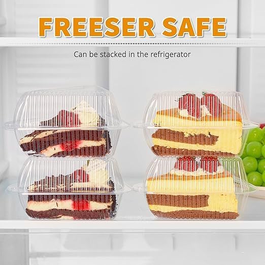 Zezzxu 100 Pack Cake Slice Containers, Clear Plastic Pie Slice Containers Disposable Triangle Containers with Lids for Desserts, Cheesecake Carriers, To-Go Slice Cake Boxes