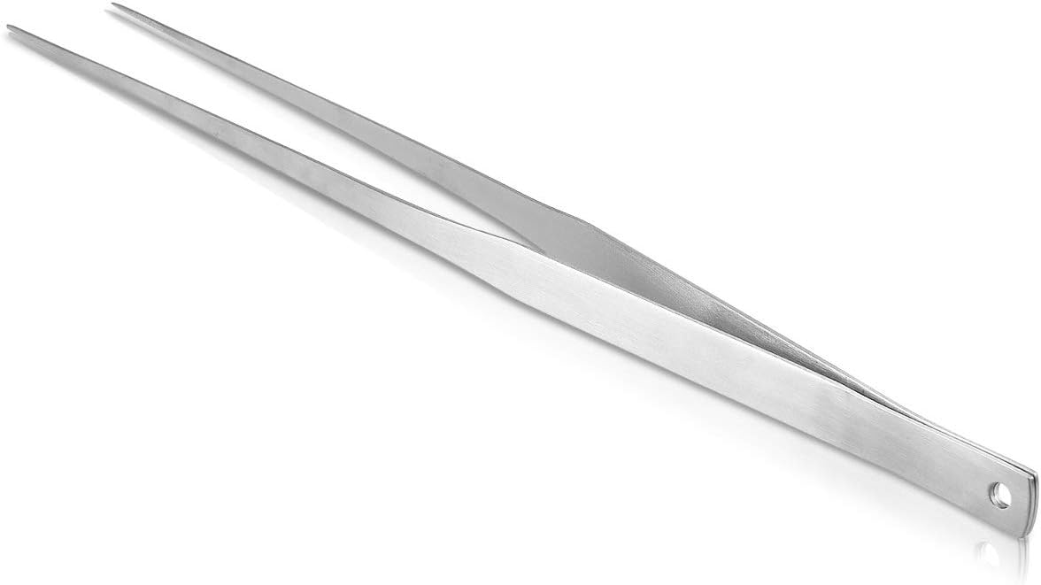 Navaris Stainless Steel Kitchen Tweezers - Precision Kitchen Tweezer Tongs Tool for Cooking or Aquarium - Extra Long Chef Tweezers - 15" / 40 cm