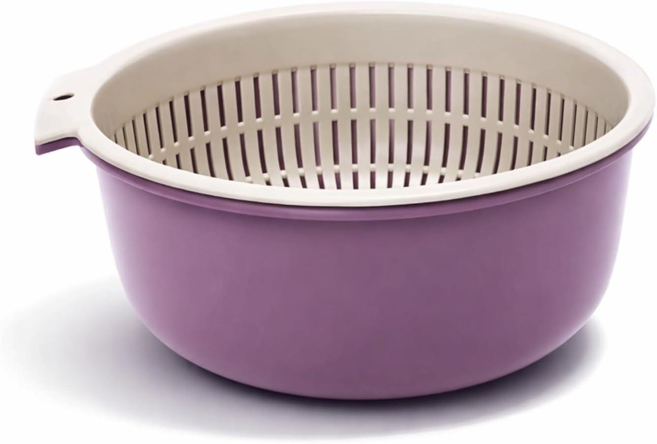 2 in 1 Colander Bowl Set, Detachable Strainer and Serving Bowl Kitchen Fruit Vegetable Washing Drainer for Home Meal Prep and Salad Making (Extra Large 20x9x24cm)