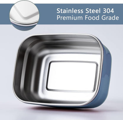 Lille Home Leak Proof Stainless Steel Lunch Snack Containers Set - Ideal for Educational Settings and Daycare - Nesting Trio with Silicone Lids - 47oz+30oz+16oz - Pink