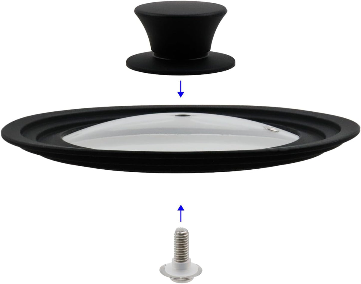 Silicon Glass Lid Fits 6.5", 7", 8" Inner Diameter Pots (Grey)