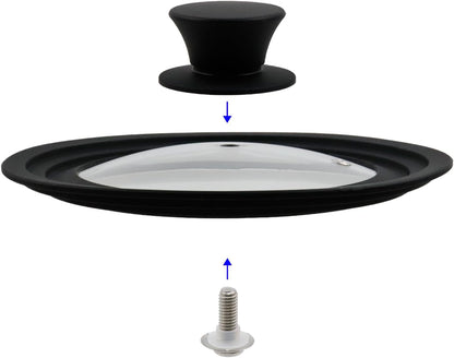 Silicon Glass Lid Fits 6.5", 7", 8" Inner Diameter Pots (Grey)
