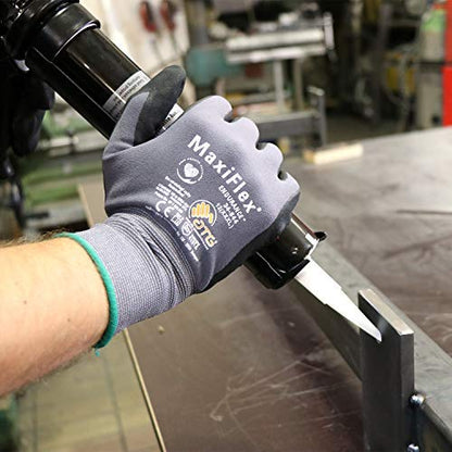 MaxiFlex Cut 34-8743 Cut Resistant Nitrile Coated Work Gloves with Green Knit Shell and Premium Nitrile Coated Micro-Foam Grip on Palm & Fingers
