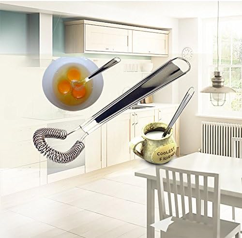 Stainless Steel Mini Spring Egg Beater Silicone Whisk Magic Hand Held Sauce Stirrer Blender Milk Frother Foamer Coffee Mixer (2Pack-Silicone+Steel coil)