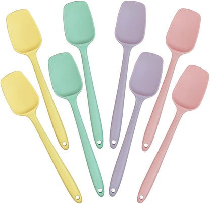 4 PCS Silicone Spatula,Rubber Spatula with Stainless Steel Core11 Inch Non-scratch Baking Cooking 8Inch Spatula Set Flexible Heat Resistant (Black)