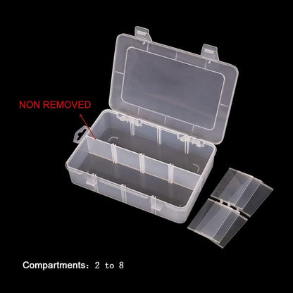 Vidifor 2 Packs 8-Compartments Art Supply Container, Clear Plastic Organizer Box with Dividers for Crafts Jewelry Fishing Tackles Hardware Metal
