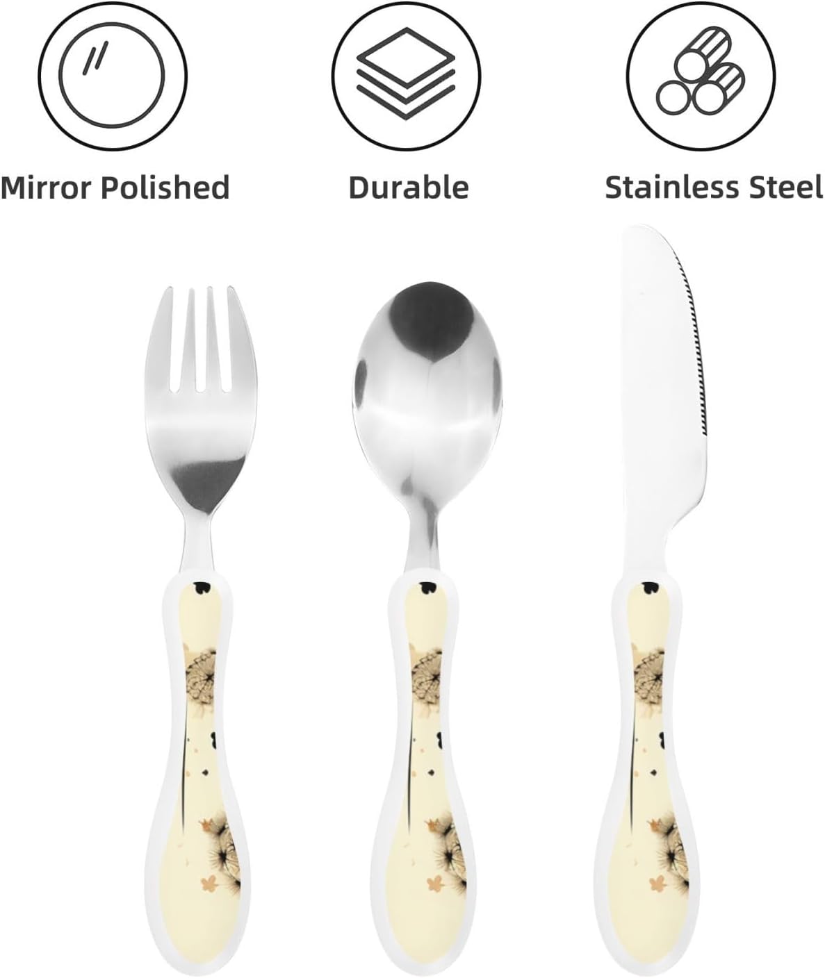3-Piece Kids Silverware Set With Storage Case, Stainless Steel Reusable Children Safe Knife Spoon Fork Set Colorful Abstract Dragonfly Children Flatware Set For Kids Lunch Box