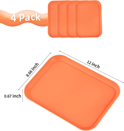 4 Pack Multicolo Plastic Serving Trays for Party Serving Food - Rectangular, 8.66 by 12 in, Heavy Duty Dessert Trays for Food Erving Platters for Party Tray Decor Veggie,Snack