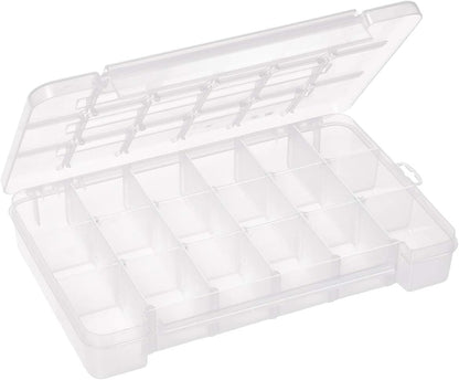 Akro-Mils 05705 Plastic Portable Parts Storage Case for Hardware and Crafts with Hinged Lid and 4 Adjustable Dividers, (8-3/8-Inch x 5-Inch x 1-5/8-Inch), Small, Clear