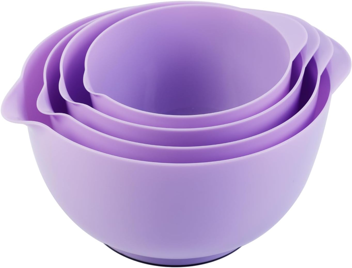 BoxedHome 4.5 Quart Large Plastic Mixing Bowls, Microwave Safe Mixing Bowl Set with Pour Spout, Nesting Bowls for Space Saving Storage(Violet Blue)