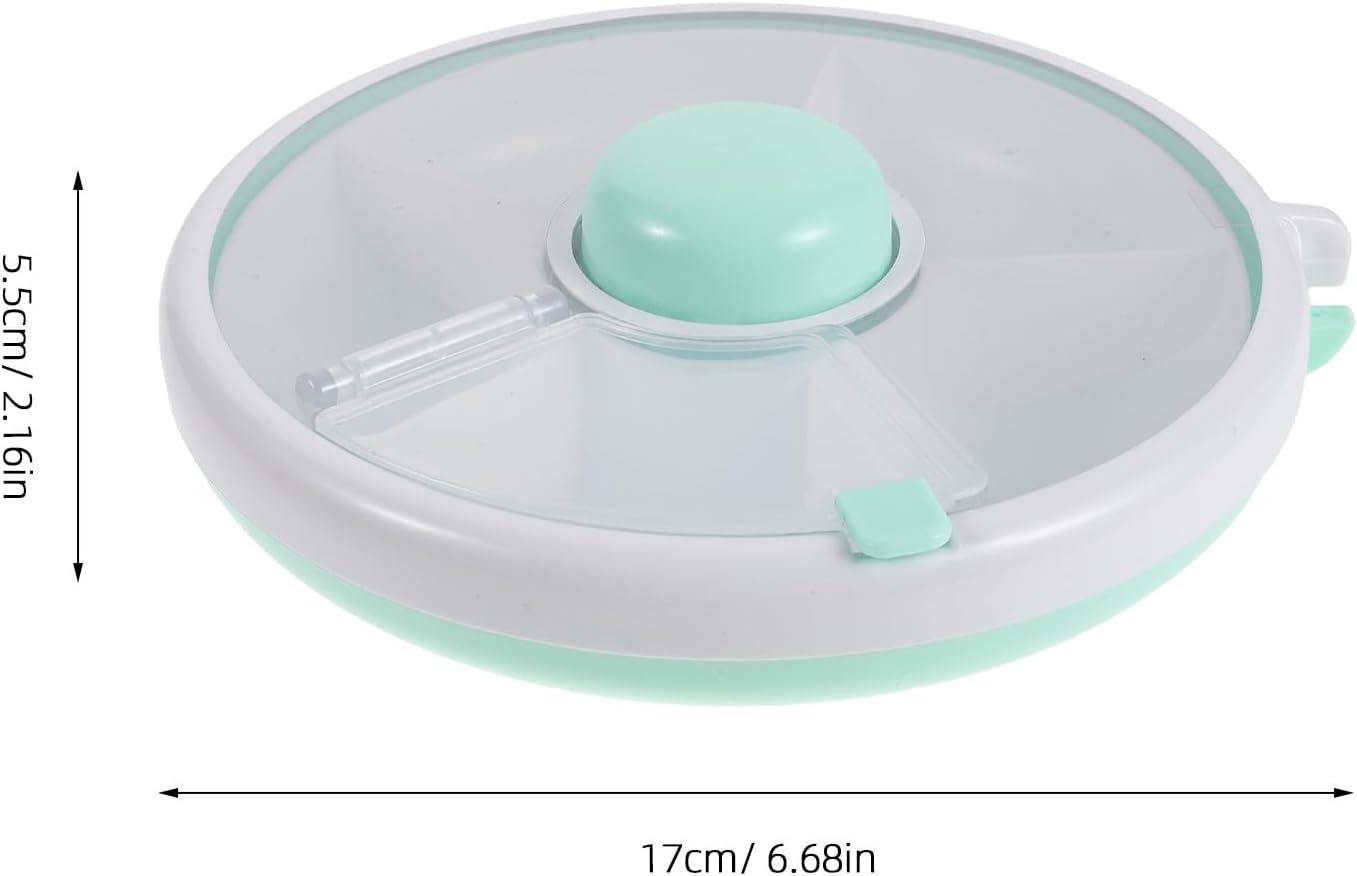 Compartmentalized Snack Tray with Lid, Portable Rotating Kids Snack Container for Dry Fruits, Candies, Crackers, Great for Picnics, Travel, Parties Pink