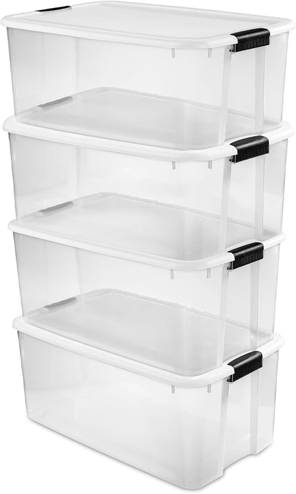 Sterilite 6-Pack Ultra Latching Box, Storage Bins with Lids, Clear Plastic, 18 Qt – Large Heavy-Duty Organizing Bin Containers for Home, Closet, Kitchen, Pantry, Bathroom, and Office