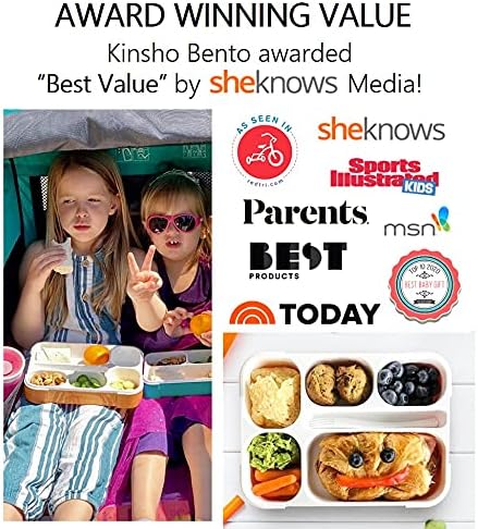 kinsho Bento Lunch-Box Set for Kids includes Snack Container | 6 and 3 Compartment Boxes Leakproof School Bentos, Meal Portion Control Containers, Boys Girls Adults, Navy Blue Large + MINI 2 Pack Set