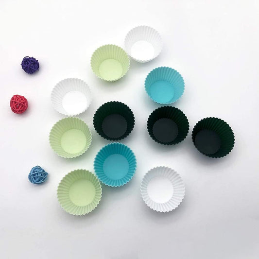 12 Pcs Silicone Cupcake Baking Cups Colorful Muffin Liners Easy Clean Pastry Molds Non Stick Cake Molds Sets for Halloween Christmas Party