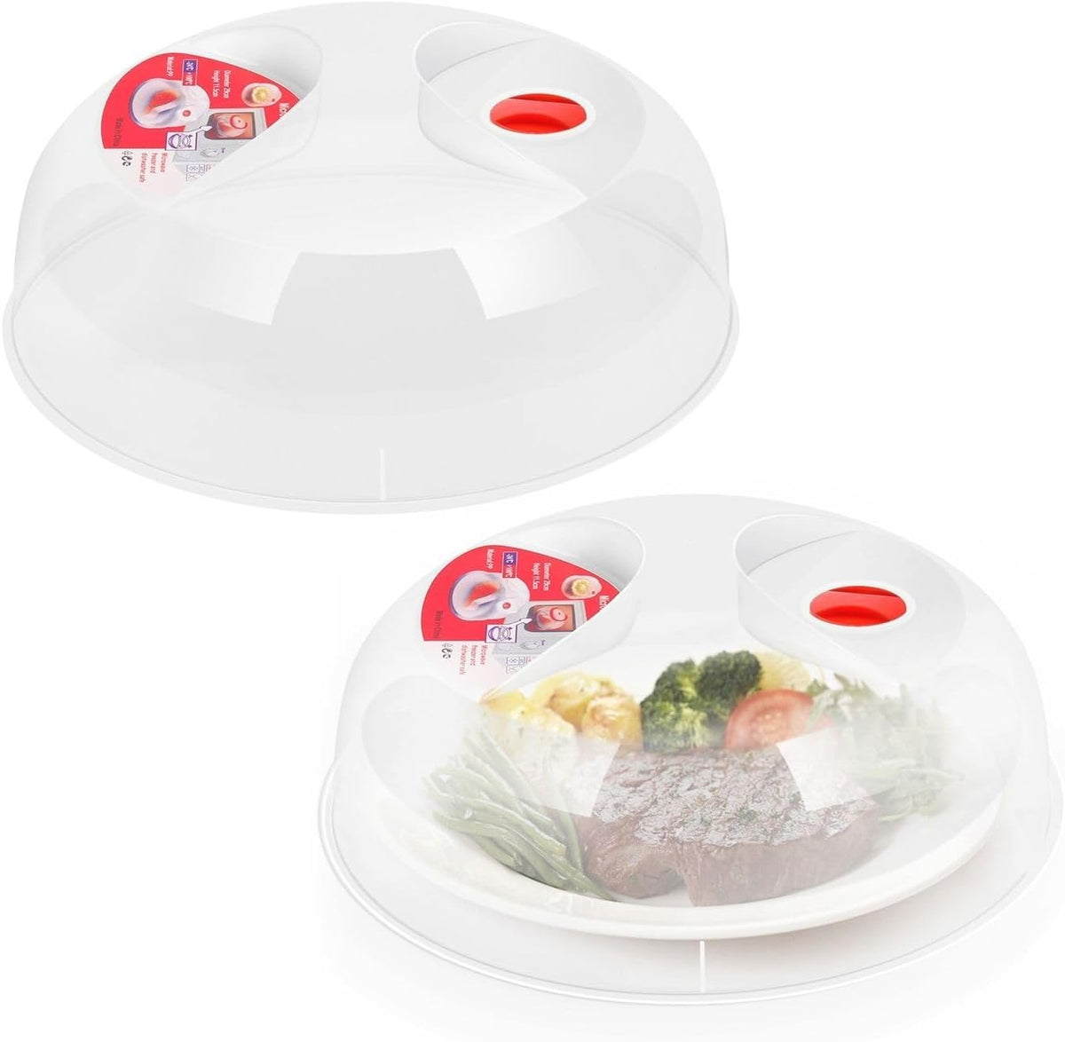 Flexzion 10.5 Inch Microwave Splatter Cover - BPA-Free Anti-Splatter Microwave Cover with Adjustable Steam Vent, Dishwasher Safe, Transparent Plastic Food Covers for Microwave Cooking
