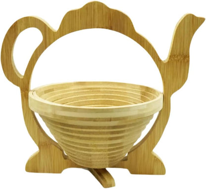 MYOSOTIS Foldable Fruit Basket Collapsible Bamboo Fruit and Veggie Basket Fruit Bowl Holder and Dried Fruit Basket For Holiday Party (Duck)