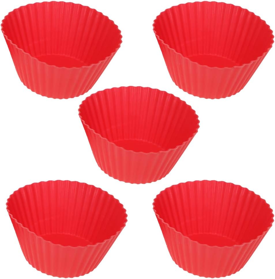 Utoolmart Silicone Cupcake Baking Cups,Reusable Silicone Baking Cups, Non-stick Cupcake Muffin Liners Cake Molds Set, Use As Lunch Box Dividers, 5 Pcs