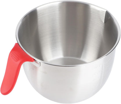 Stainless Steel Mixing Bowl, Non Slip Mixing Bowls with Handle and Pour Spout for Kitchen Egg Whisking Salad Serving Baking Cooking (3600ML)