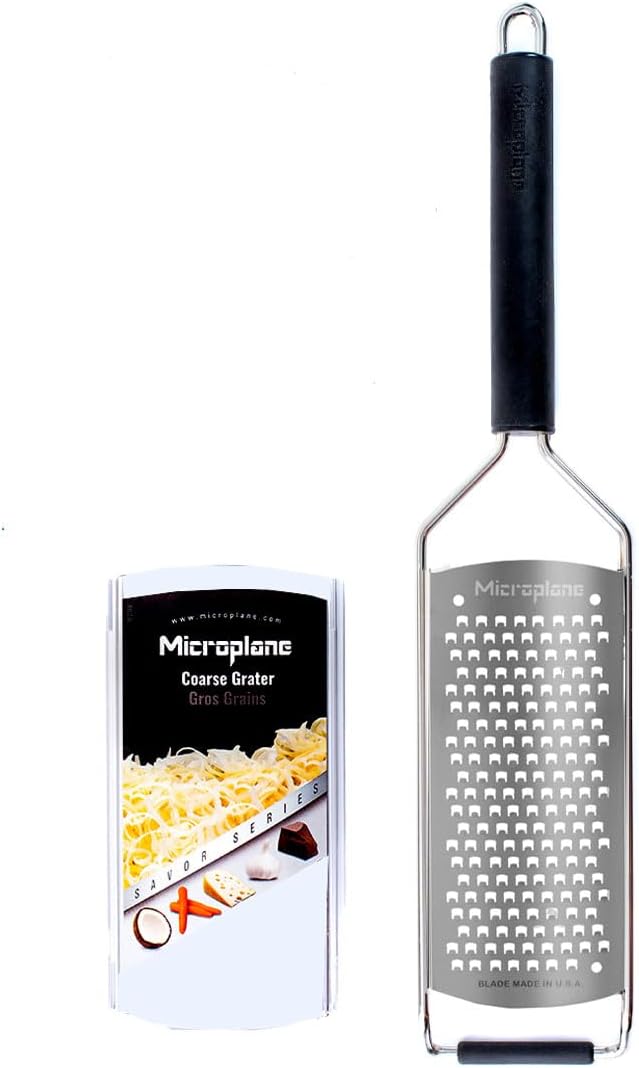 Microplane Savor Series Kitchen Grater Fine in Black for Hard Cheese Parmesan, Citrus Lemon, Orange, Lime, Ginger, Nutmeg, Cinnamon, Garlic, Chili, Chocolate - Stainless Steel Grater Made in USA