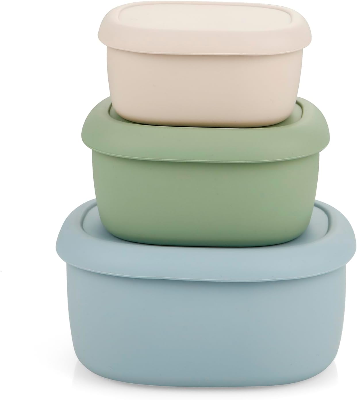 PandaEar 3 Pack Silicone Food Storage Containers with Lids, Reusable Nesting Lunch Bento Box Set, BPA Free, Leakproof, Dishwasher Microwave Freezer Safe (6.7oz, 10oz, 20oz)