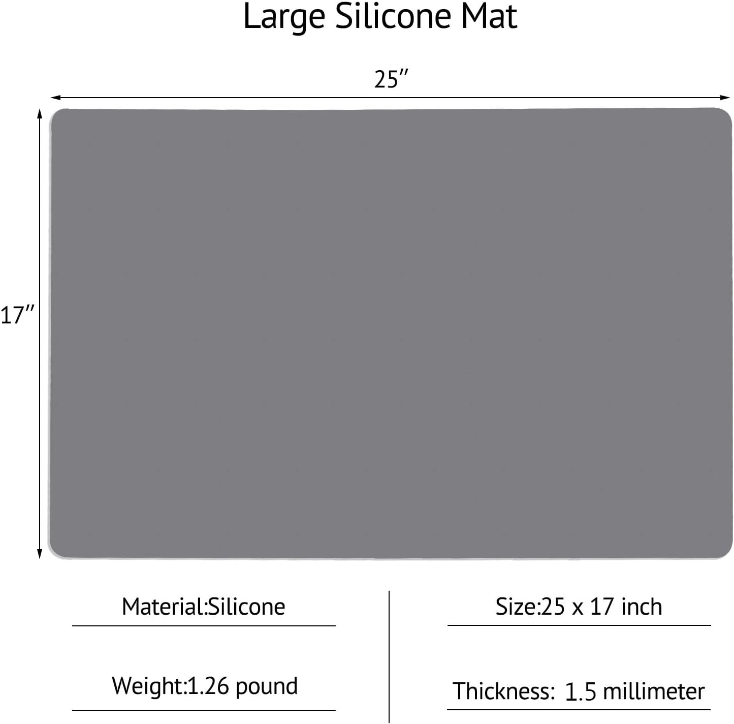 Gartful Extra Large Silicone Mats for Countertop, 28" by 20" Multipurpose Mat, Counter Table Protector, Desk Saver Pad, Placemat Nonstick Nonskid Heat-Resistant Pad, Black