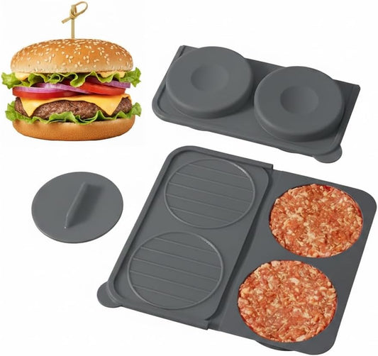AUOON Silicone Burger Press for 4.5" 1/4-1/3 lb Patties - 4 in 1 Hamburger Press Patty Maker for Kitchen BBQ, Non-Stick Burger Patty Mold for Beef Veggie, Dishwasher Safe & Freezer Storage (Red)