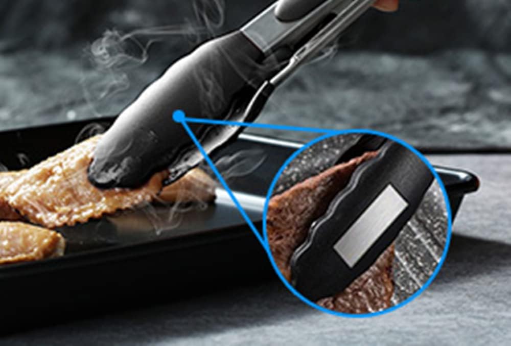 Serving Tongs Kitchen Tongs - Heat Resistant, Premium Stainless Steel Locking Cooking Tongs with Silicone Tips, Non-Slip Food Tongs for Cooking, Heavy Duty, Non-Stick (7 Inch)