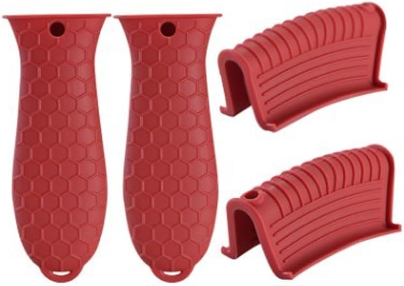4 Pack Silicone Cast Iron Skillet Handle Covers, Black