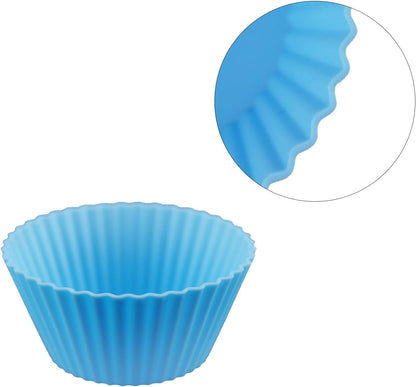 Reusable Silicone Baking Cups of 24 Pack, Square and Round Muffin Baking Liners, Thicken Non-stick Muffin Molds, 4 Colors, BPA-Free