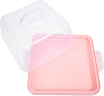 VICASKY Portable Cake Carrier with Handle and Lid 10.03 Inch Square Plastic Cake Container for Birthday Parties Home Baking Transport