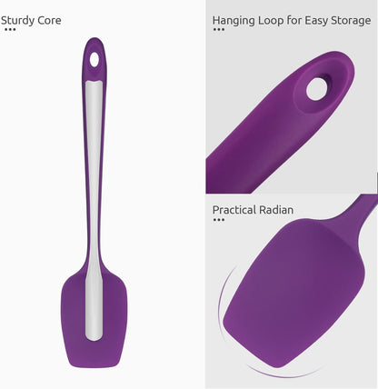 Heat Resistant Silicone Spatula Set: U-Taste 600ºF High Temp Seamless Food Grade Utensil, Flexible Rubber Silicon Kitchen Cooking Mixing Baking Scraper for Nonstick Cookware Set of 4 (Aqua Sky)